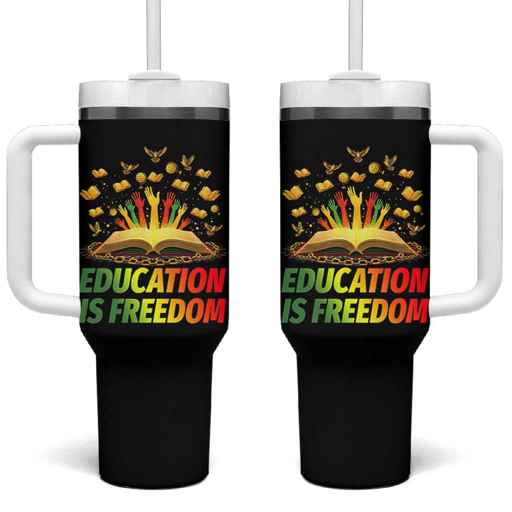 Education Is Freedom Tumbler With Handle Black Education Teacher Gift - Wonder Print Shop