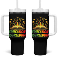 Education Is Freedom Tumbler With Handle Black Education Teacher Gift - Wonder Print Shop