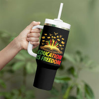 Education Is Freedom Tumbler With Handle Black Education Teacher Gift - Wonder Print Shop