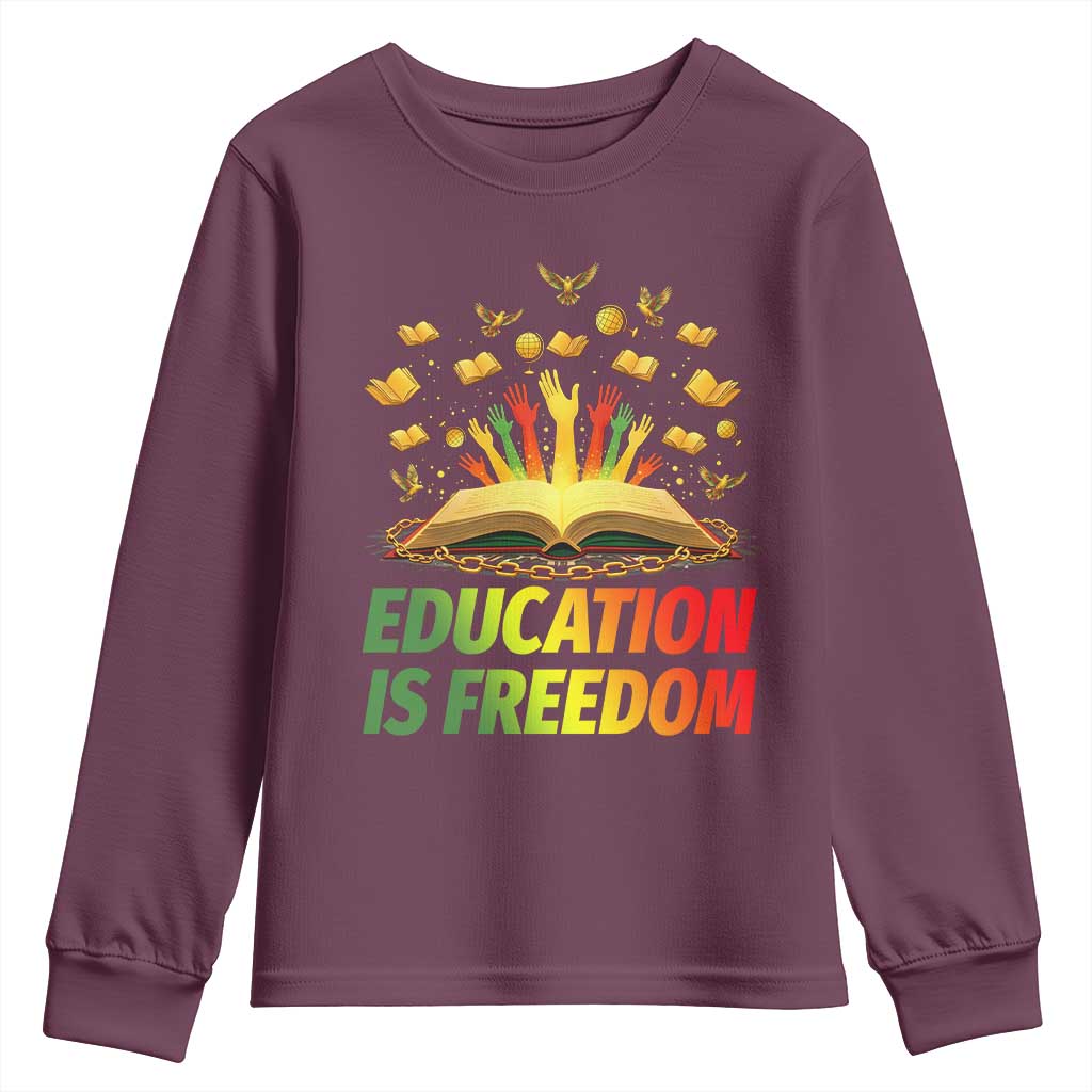 Education Is Freedom Youth Sweatshirt Black Education Teacher Gift - Wonder Print Shop