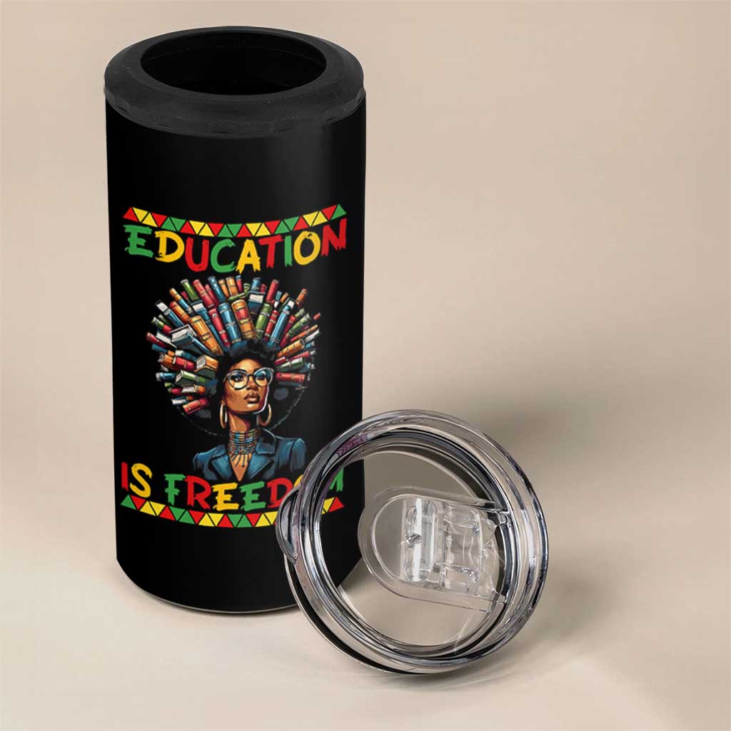 Education Is Freedom 4 in 1 Can Cooler Tumbler Black History Month Gift For Teachers - Wonder Print Shop