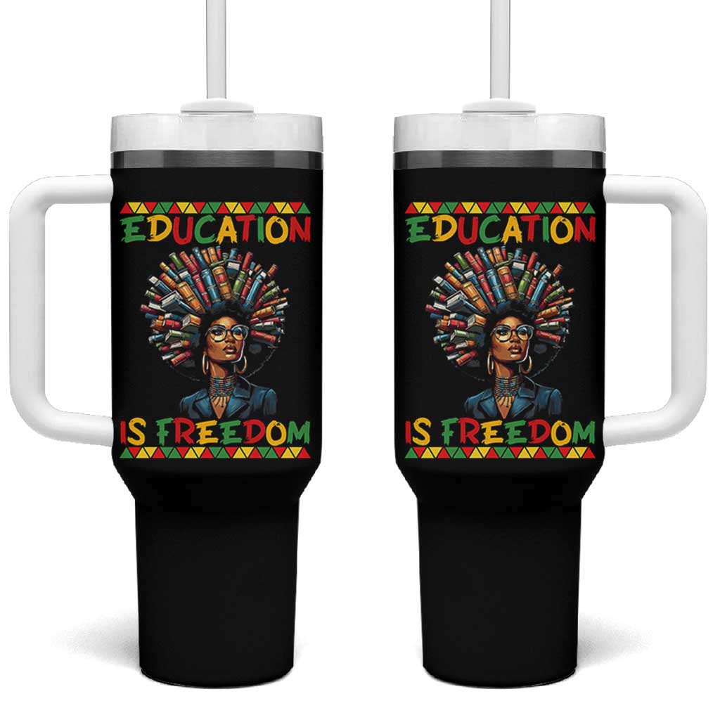 Education Is Freedom Tumbler With Handle Black History Month Gift For Teachers - Wonder Print Shop