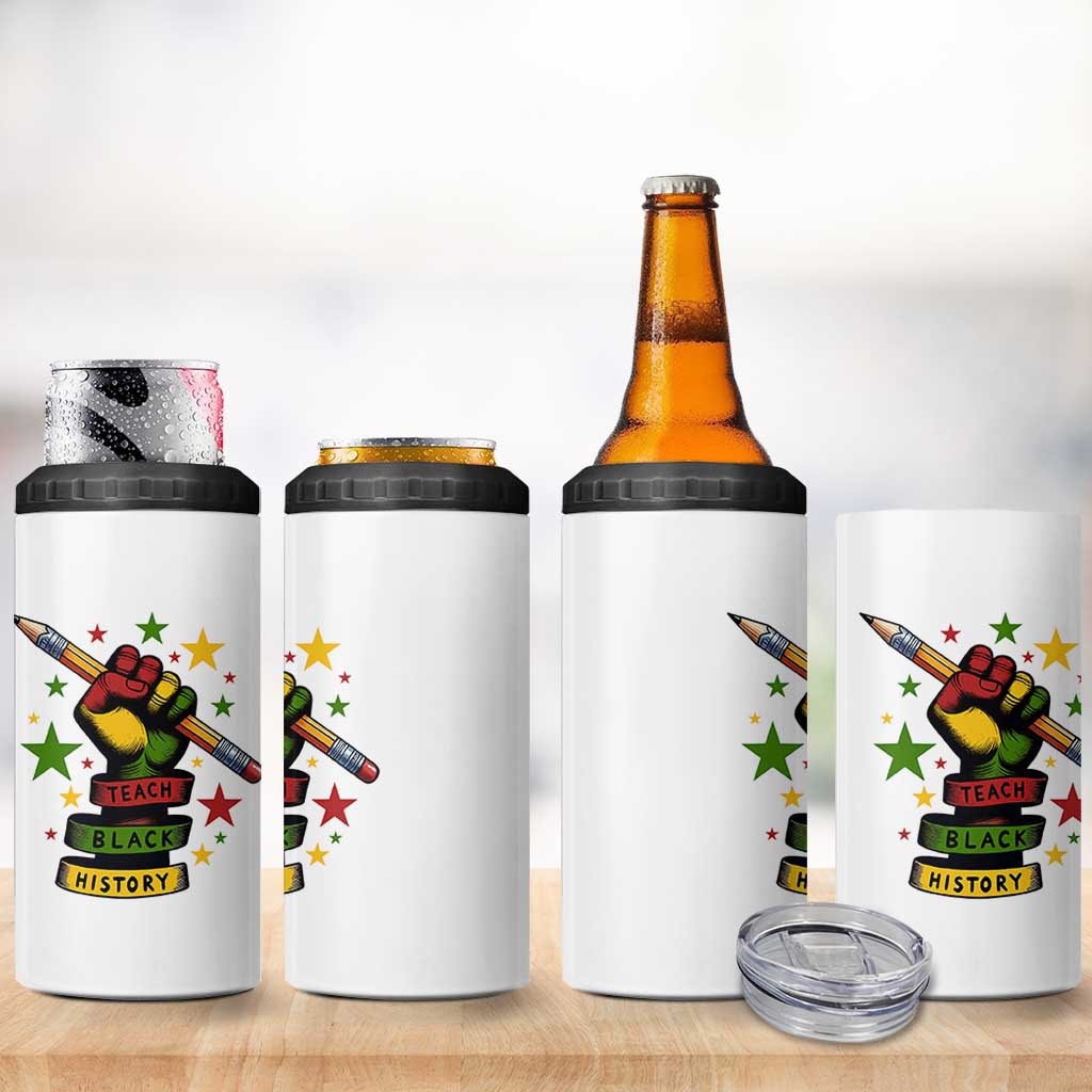 Teach Black History Education Pride 4 in 1 Can Cooler Tumbler Black History Month - Wonder Print Shop