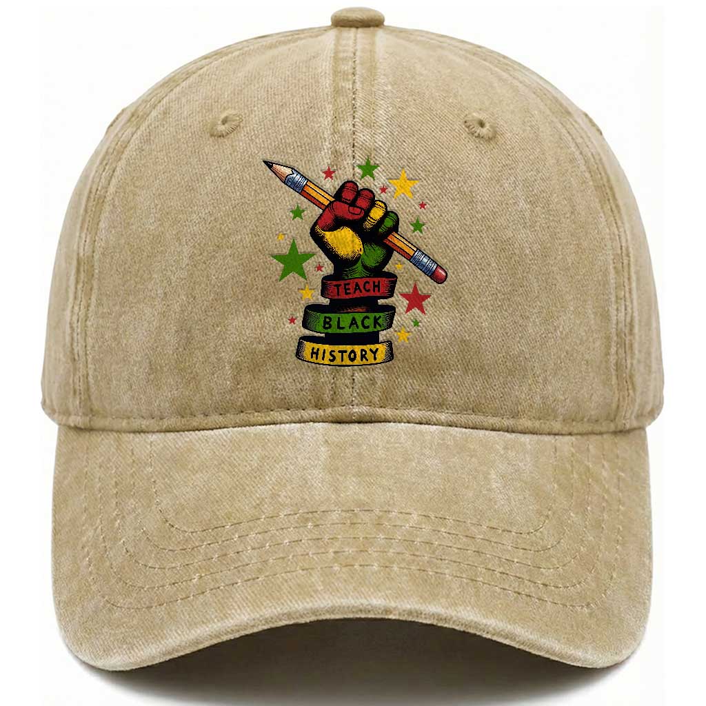 Teach Black History Education Pride Washed Cotton Baseball Cap Black History Month