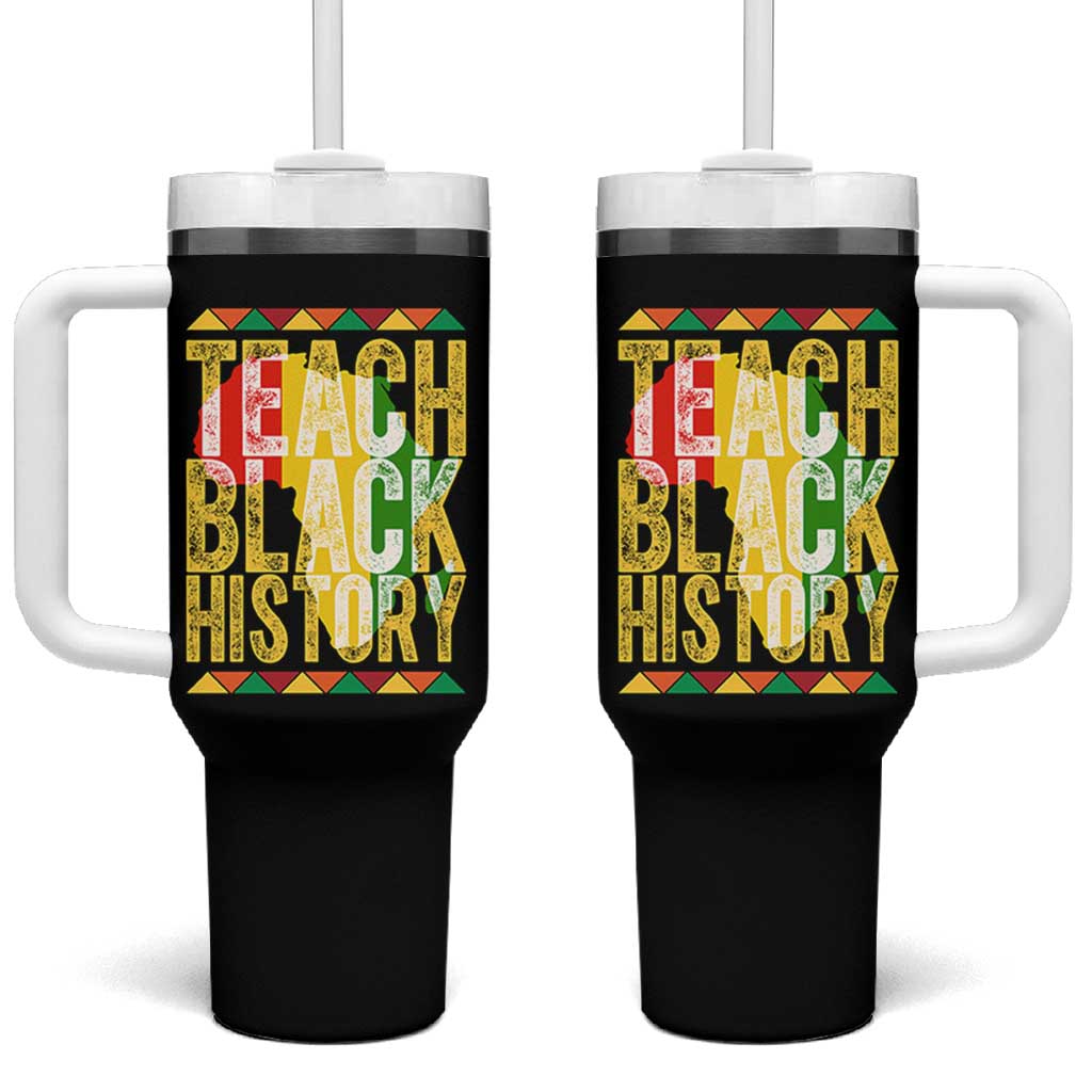 Teach Black History Tumbler With Handle Black History Month Gift For Teachers - Wonder Print Shop