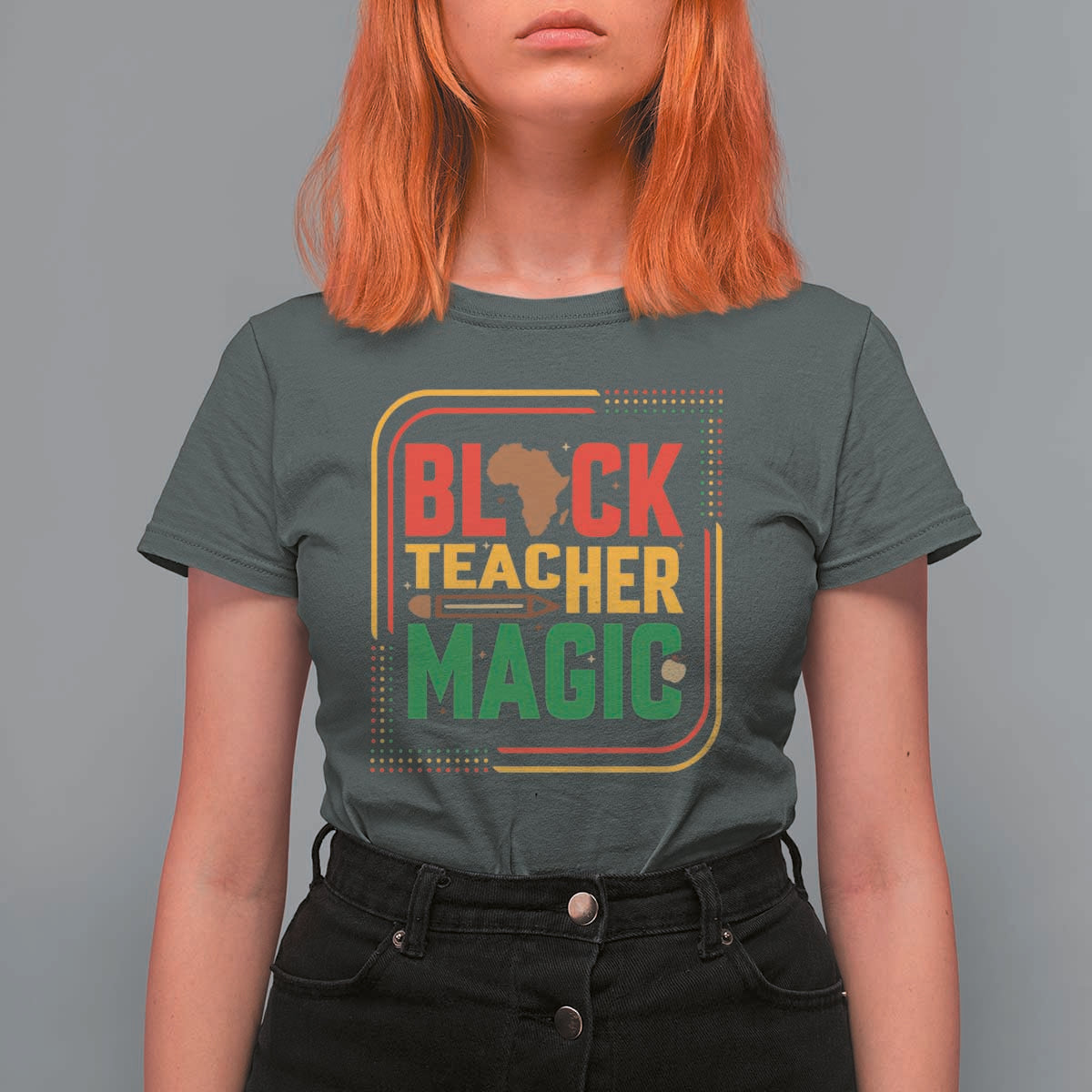 Black Teacher Magic T Shirt For Women African American Pride Educator Gift - Wonder Print Shop