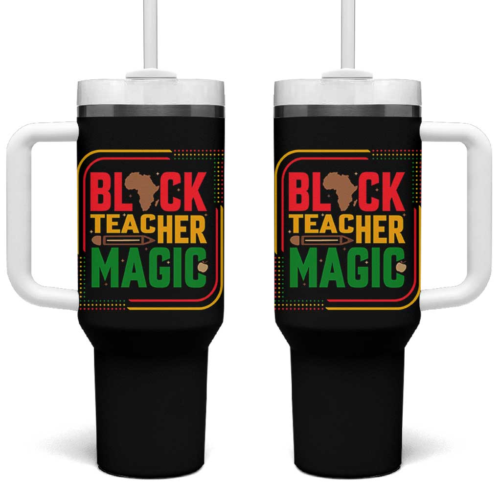 Black Teacher Magic Tumbler With Handle African American Pride Educator Gift - Wonder Print Shop