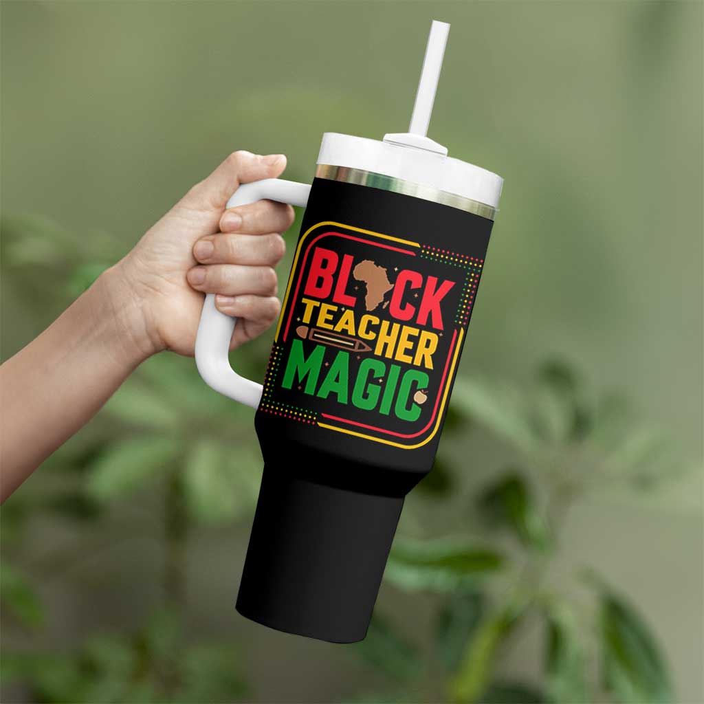 Black Teacher Magic Tumbler With Handle African American Pride Educator Gift - Wonder Print Shop