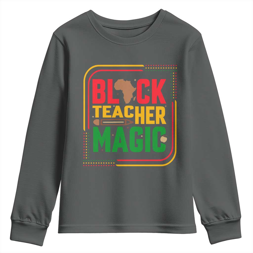 Black Teacher Magic Youth Sweatshirt African American Pride Educator Gift - Wonder Print Shop