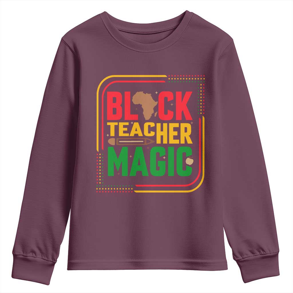 Black Teacher Magic Youth Sweatshirt African American Pride Educator Gift - Wonder Print Shop