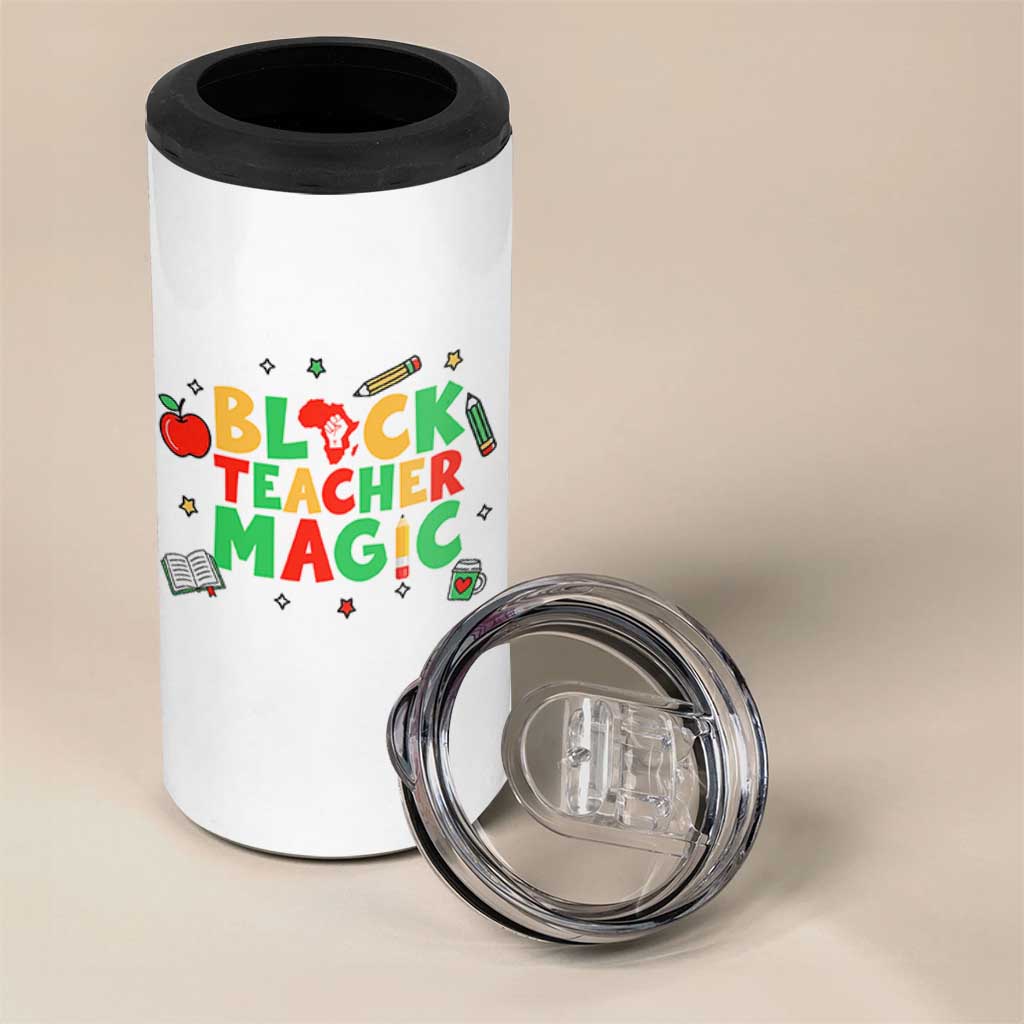 Inspirational Black Teacher Magic 4 in 1 Can Cooler Tumbler African American History Month - Wonder Print Shop