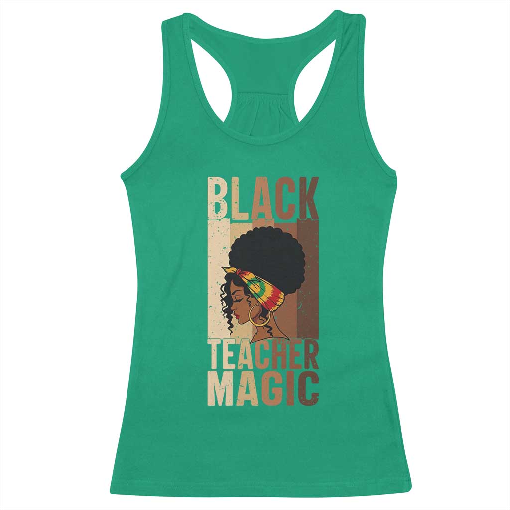 Black Teacher Magic Racerback Tank Top African American Pride Teacher Life - Wonder Print Shop