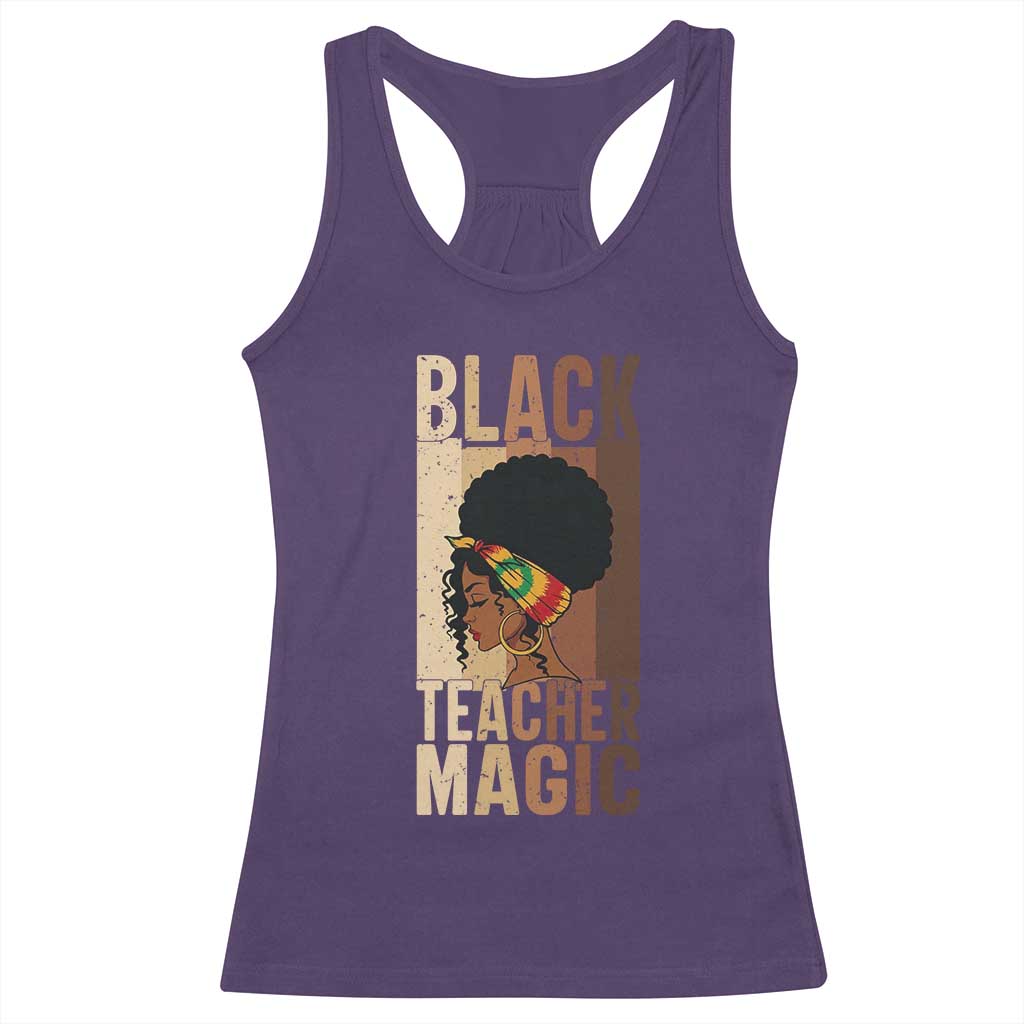 Black Teacher Magic Racerback Tank Top African American Pride Teacher Life - Wonder Print Shop