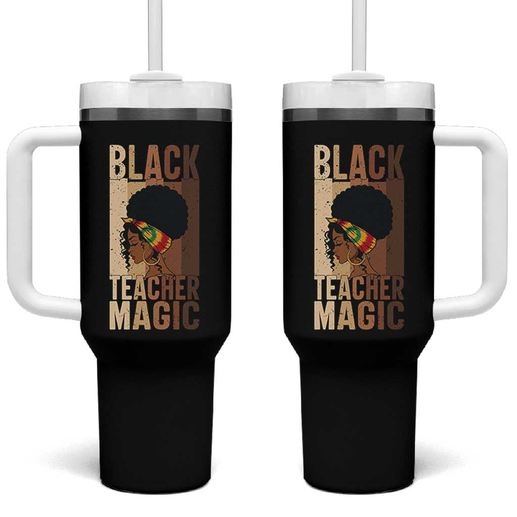 Black Teacher Magic Tumbler With Handle African American Pride Teacher Life - Wonder Print Shop