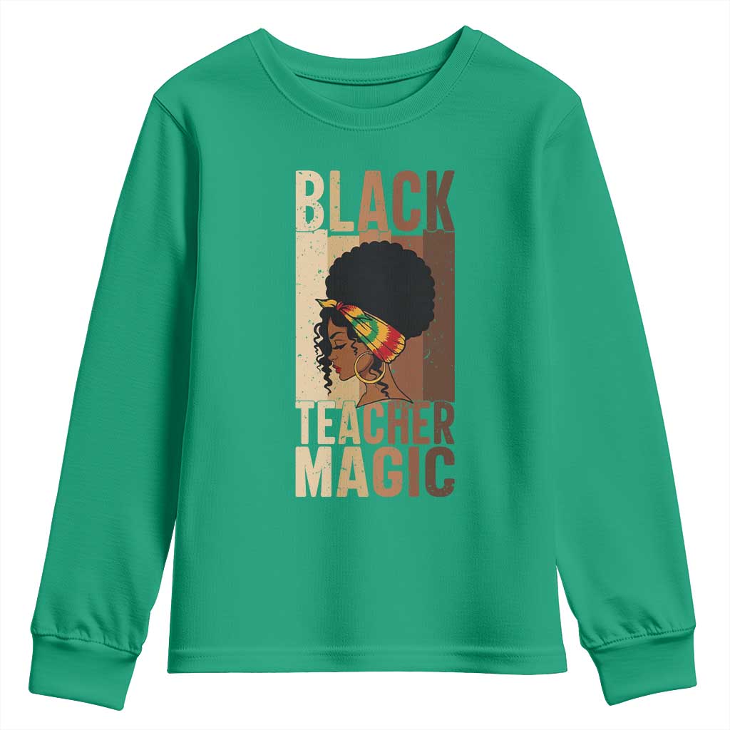 Black Teacher Magic Youth Sweatshirt African American Pride Teacher Life - Wonder Print Shop