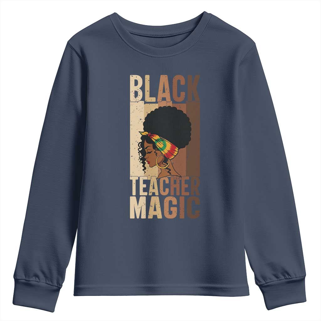 Black Teacher Magic Youth Sweatshirt African American Pride Teacher Life - Wonder Print Shop