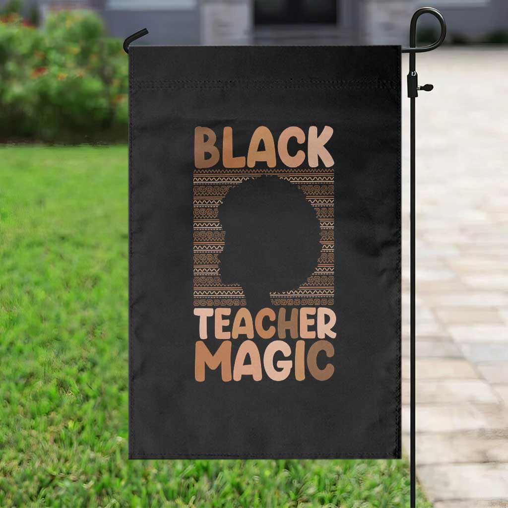 Black Teacher Magic Garden Flag Empowering African American Pride Teacher Gift - Wonder Print Shop