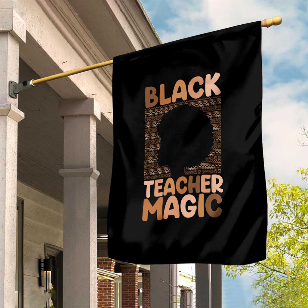 Black Teacher Magic Garden Flag Empowering African American Pride Teacher Gift - Wonder Print Shop