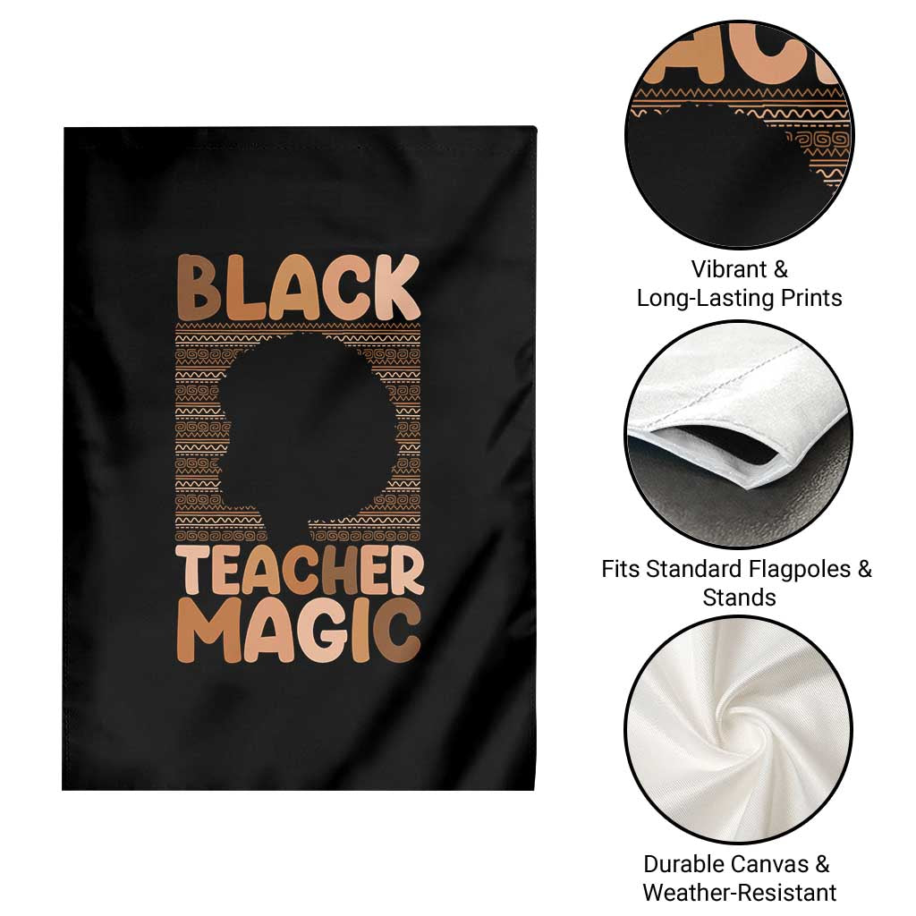 Black Teacher Magic Garden Flag Empowering African American Pride Teacher Gift - Wonder Print Shop