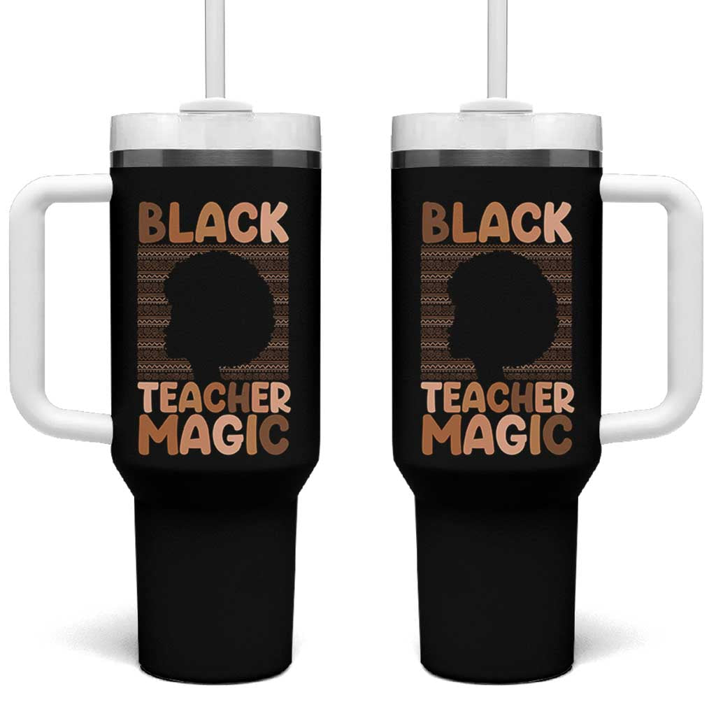 Black Teacher Magic Tumbler With Handle Empowering African American Pride Teacher Gift - Wonder Print Shop