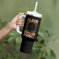 Black Teacher Magic Tumbler With Handle Empowering African American Pride Teacher Gift - Wonder Print Shop