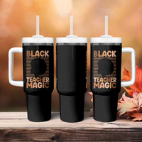 Black Teacher Magic Tumbler With Handle Empowering African American Pride Teacher Gift - Wonder Print Shop