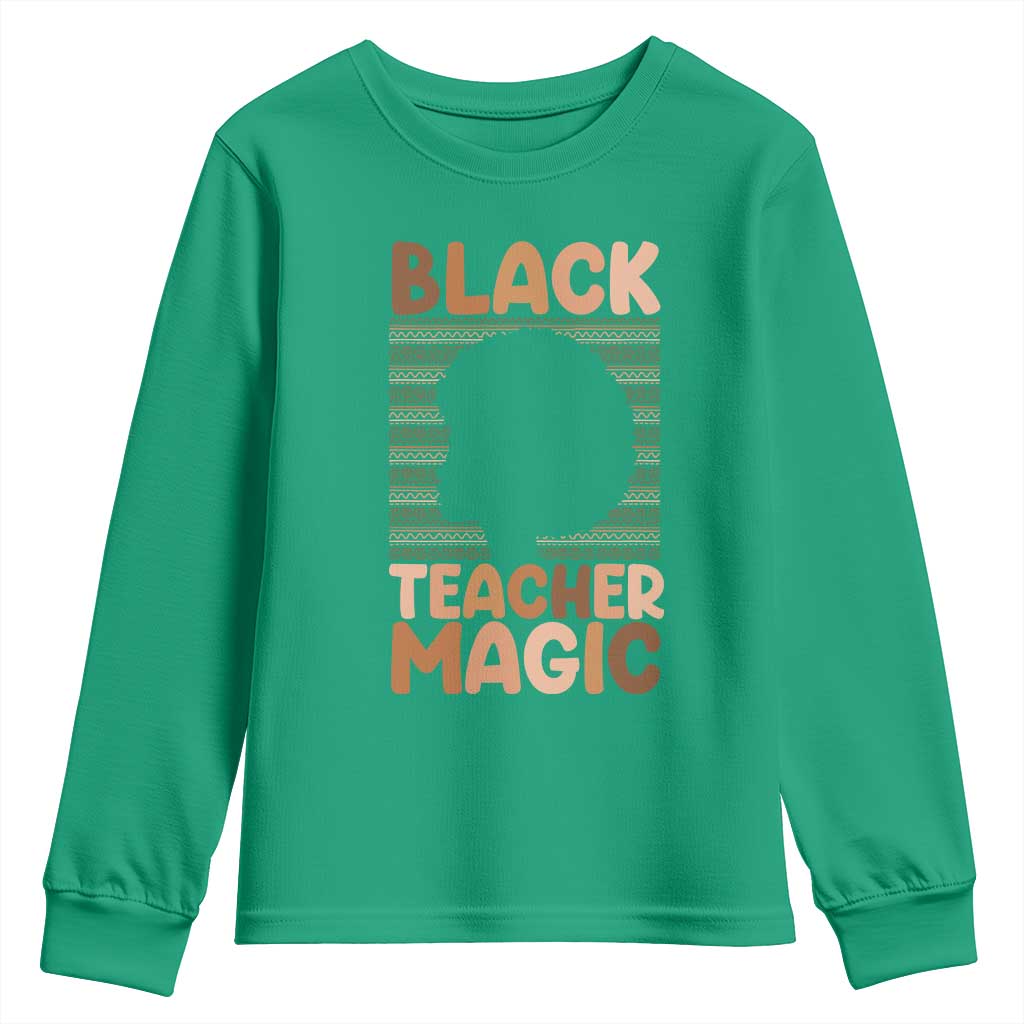 Black Teacher Magic Youth Sweatshirt Empowering African American Pride Teacher Gift - Wonder Print Shop