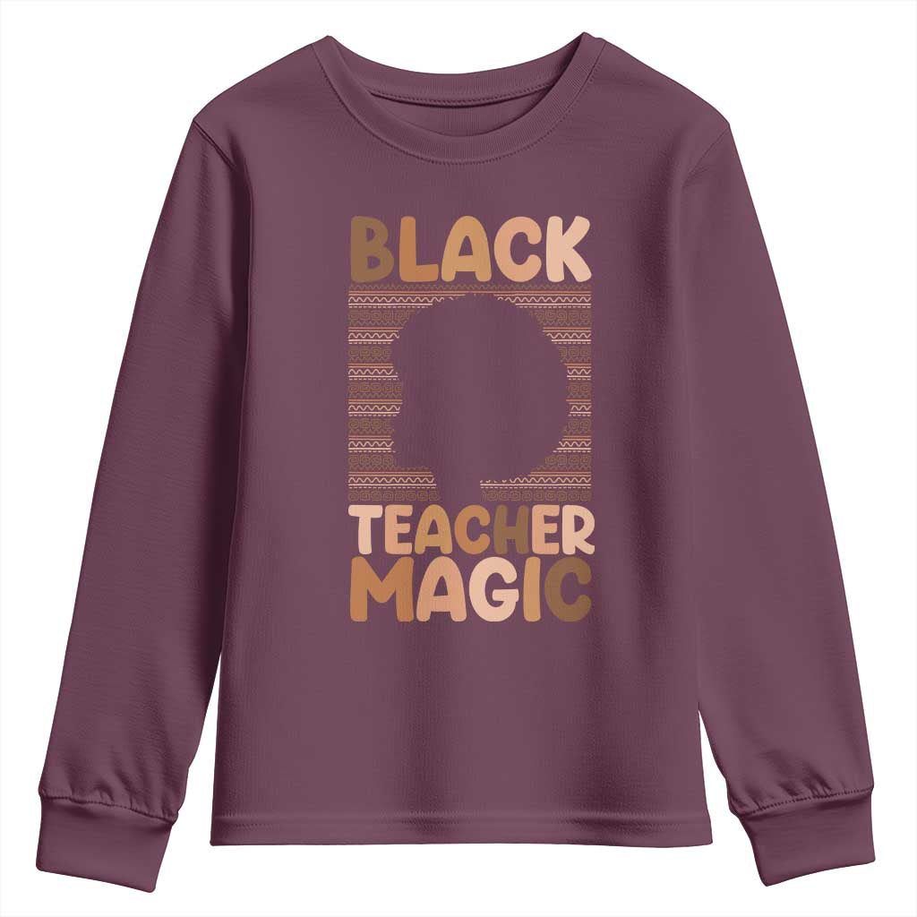 Black Teacher Magic Youth Sweatshirt Empowering African American Pride Teacher Gift - Wonder Print Shop