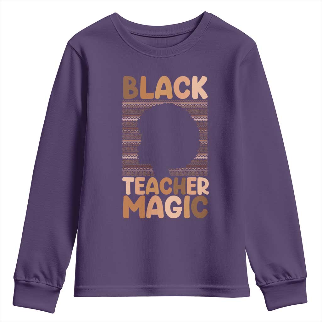 Black Teacher Magic Youth Sweatshirt Empowering African American Pride Teacher Gift - Wonder Print Shop