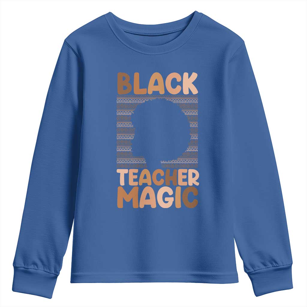 Black Teacher Magic Youth Sweatshirt Empowering African American Pride Teacher Gift - Wonder Print Shop