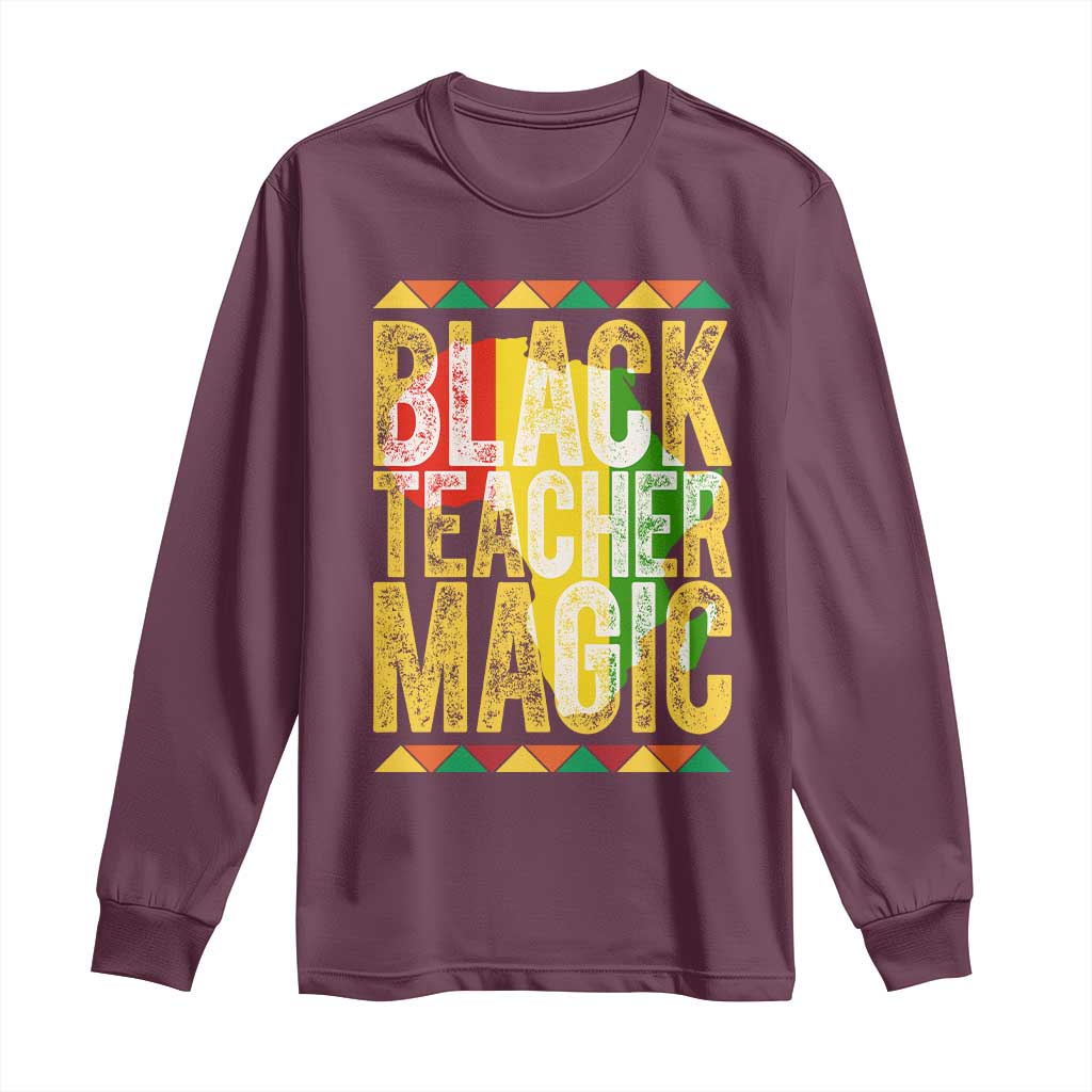 Black History Month Gift Long Sleeve Shirt Black Teacher Magic - Wonder Print Shop