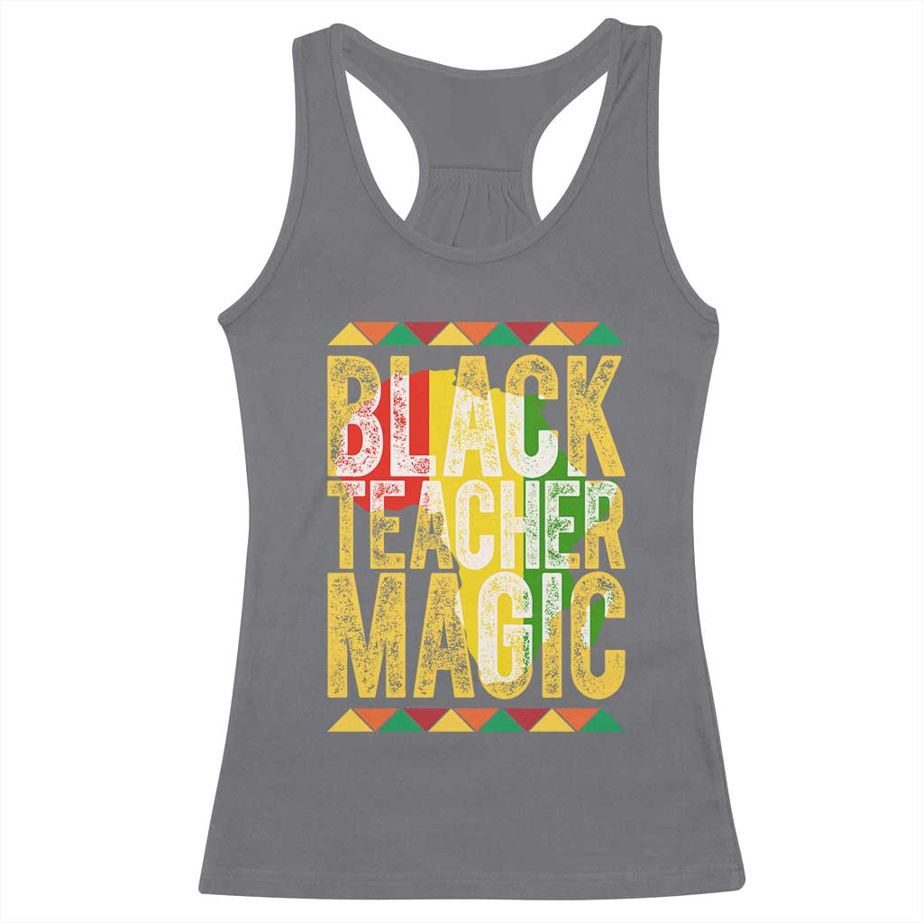 Black History Month Gift Racerback Tank Top Black Teacher Magic - Wonder Print Shop
