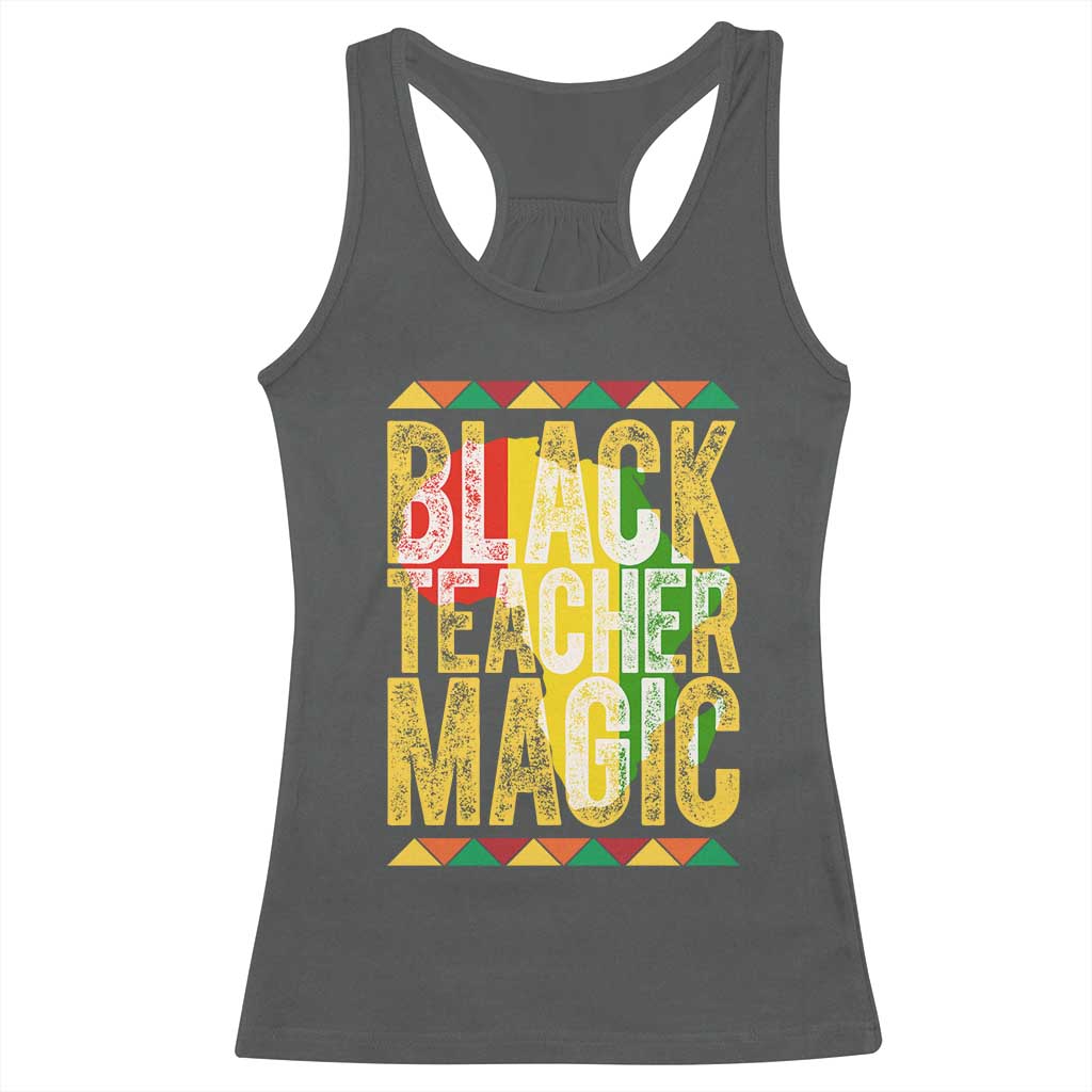 Black History Month Gift Racerback Tank Top Black Teacher Magic - Wonder Print Shop