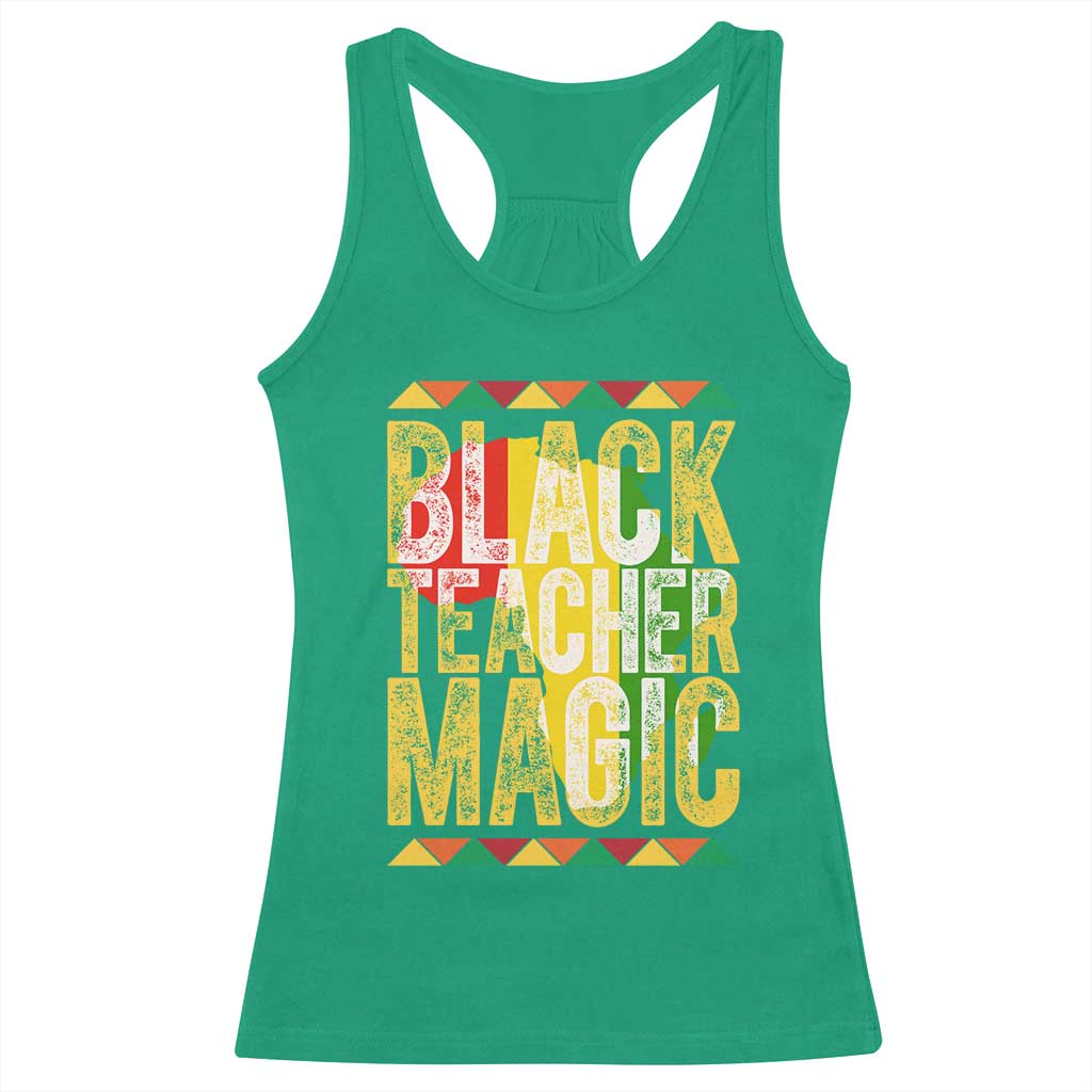 Black History Month Gift Racerback Tank Top Black Teacher Magic - Wonder Print Shop
