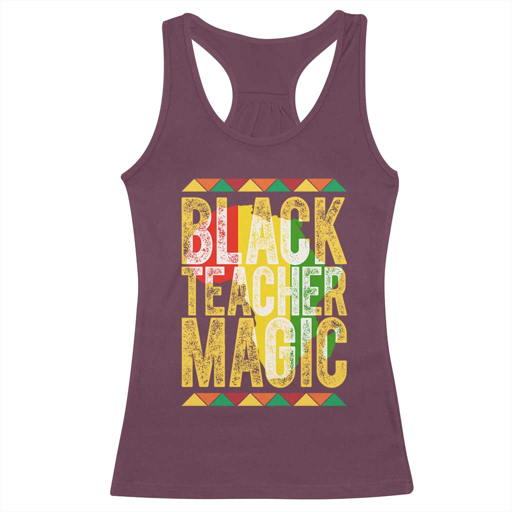 Black History Month Gift Racerback Tank Top Black Teacher Magic - Wonder Print Shop