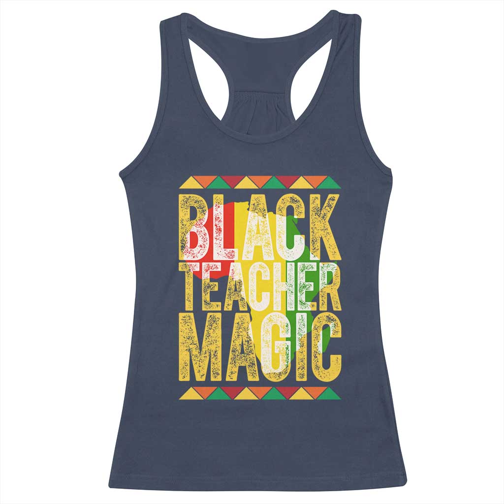 Black History Month Gift Racerback Tank Top Black Teacher Magic - Wonder Print Shop