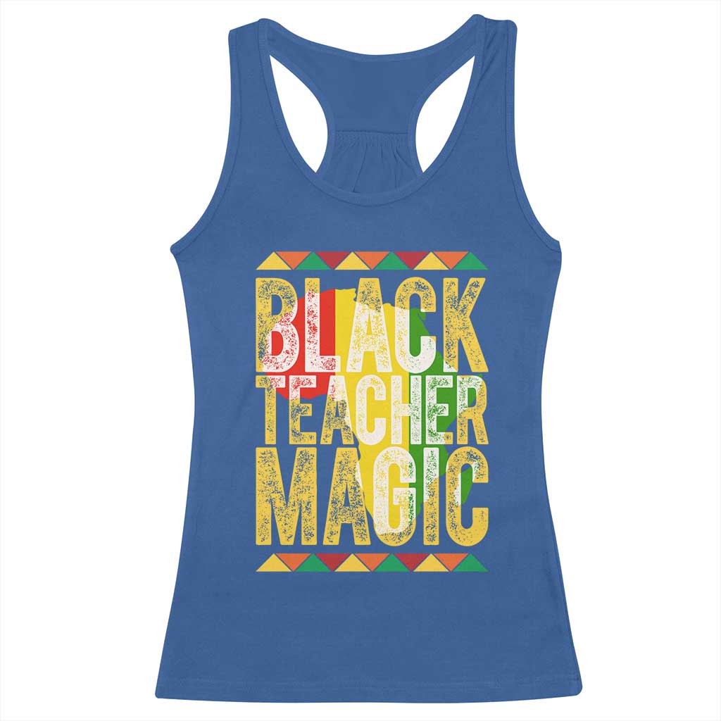 Black History Month Gift Racerback Tank Top Black Teacher Magic - Wonder Print Shop