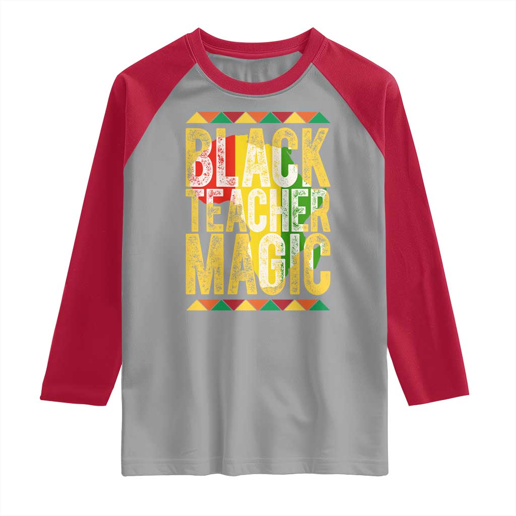 Black History Month Gift Raglan Shirt Black Teacher Magic - Wonder Print Shop