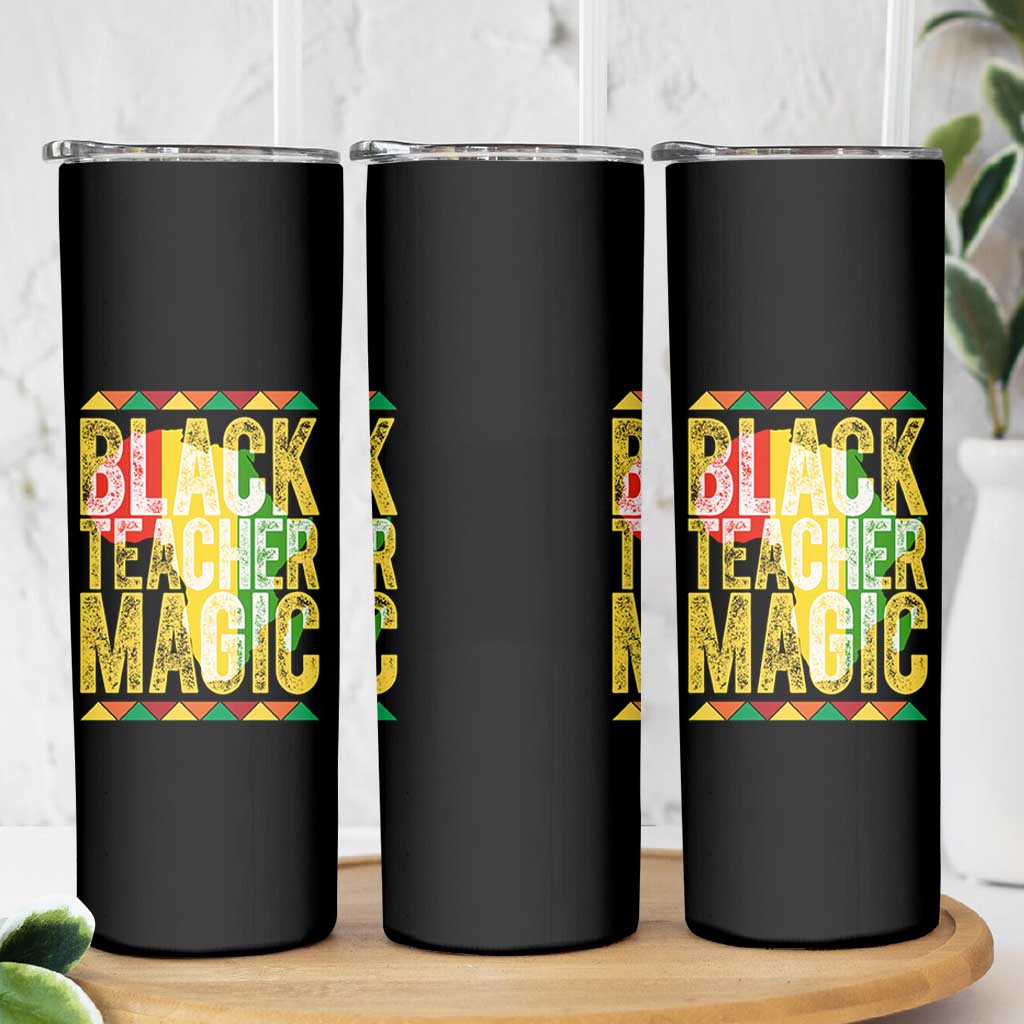 Black History Month Gift Skinny Tumbler Black Teacher Magic - Wonder Print Shop