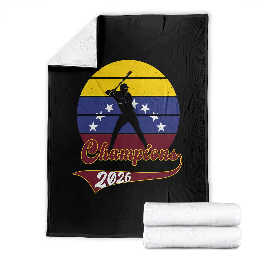 Vintage Venezuela 2026 Champions Throw Blanket Patriotic Baseball Pride Gift