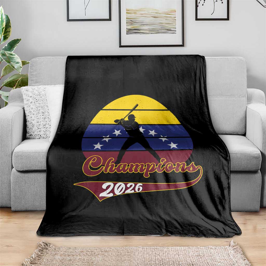 Vintage Venezuela 2026 Champions Throw Blanket Patriotic Baseball Pride Gift