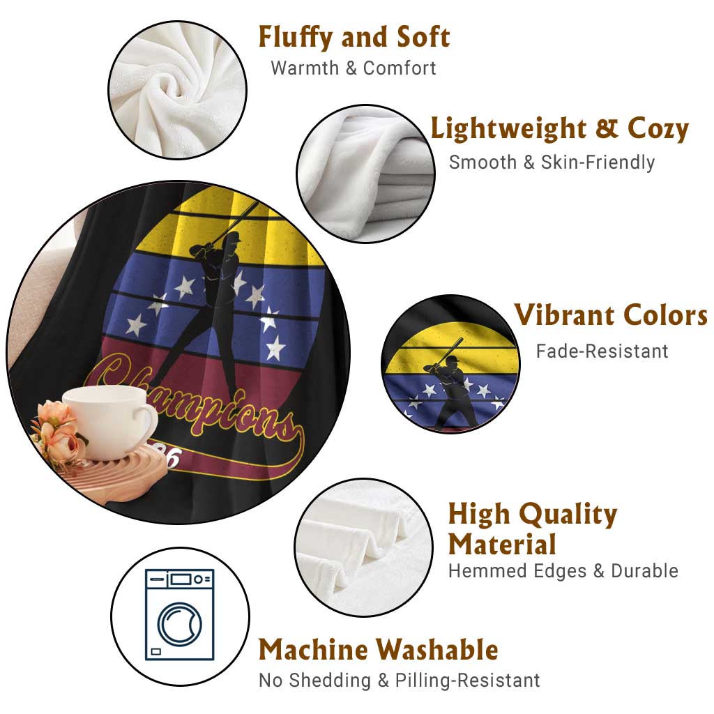 Vintage Venezuela 2026 Champions Throw Blanket Patriotic Baseball Pride Gift
