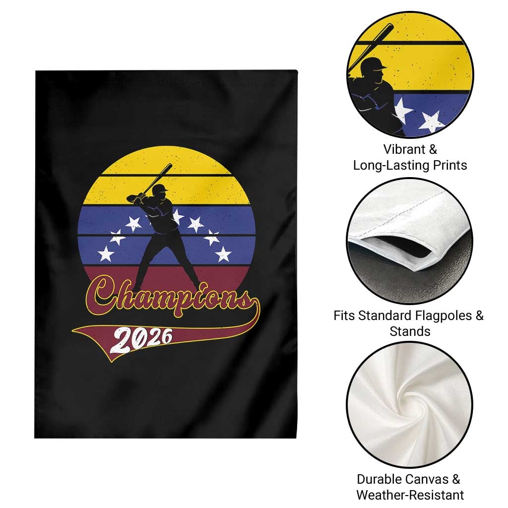 Vintage Venezuela 2026 Champions Garden Flag Patriotic Baseball Pride Gift