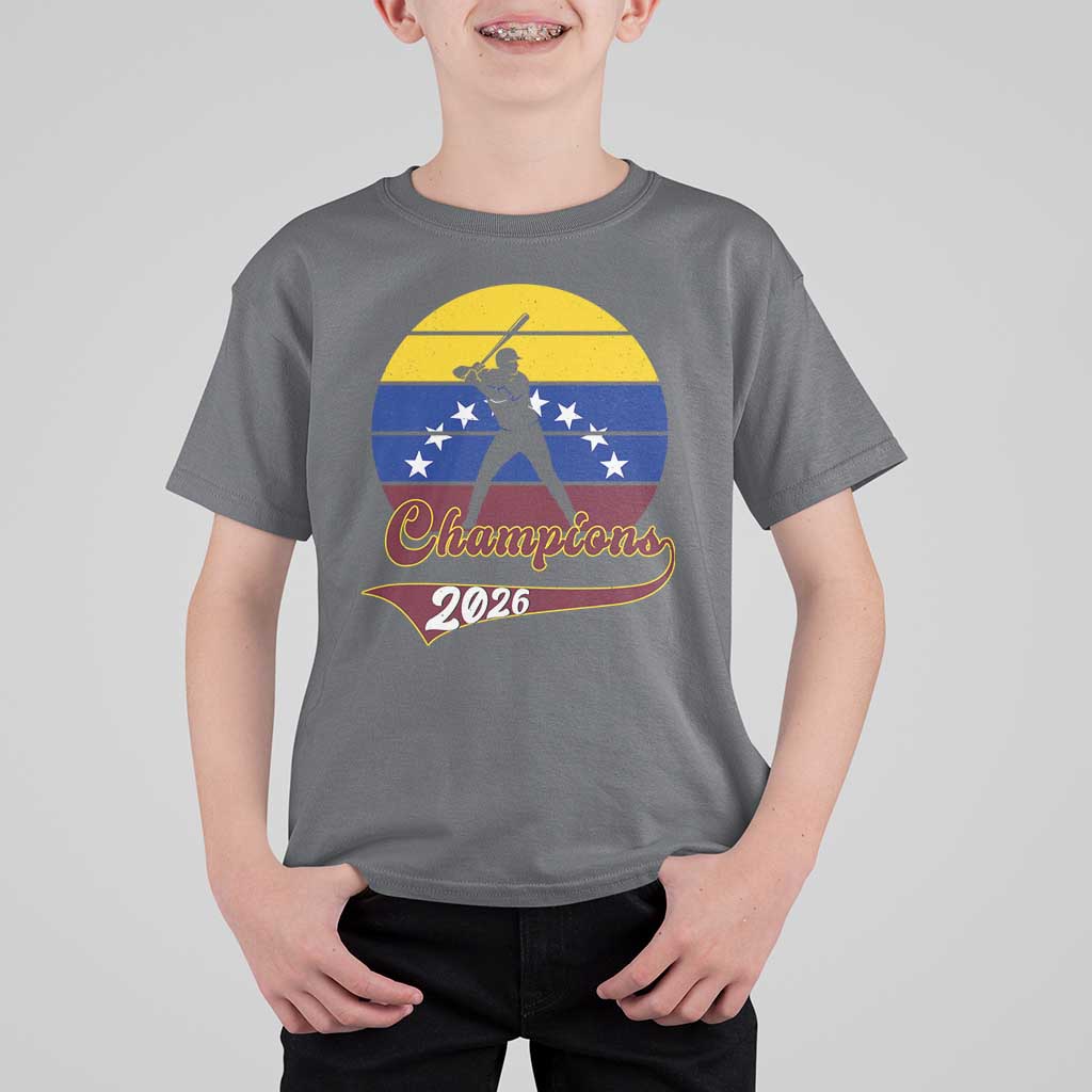 Vintage Venezuela 2026 Champions T Shirt For Kid Patriotic Baseball Pride Gift