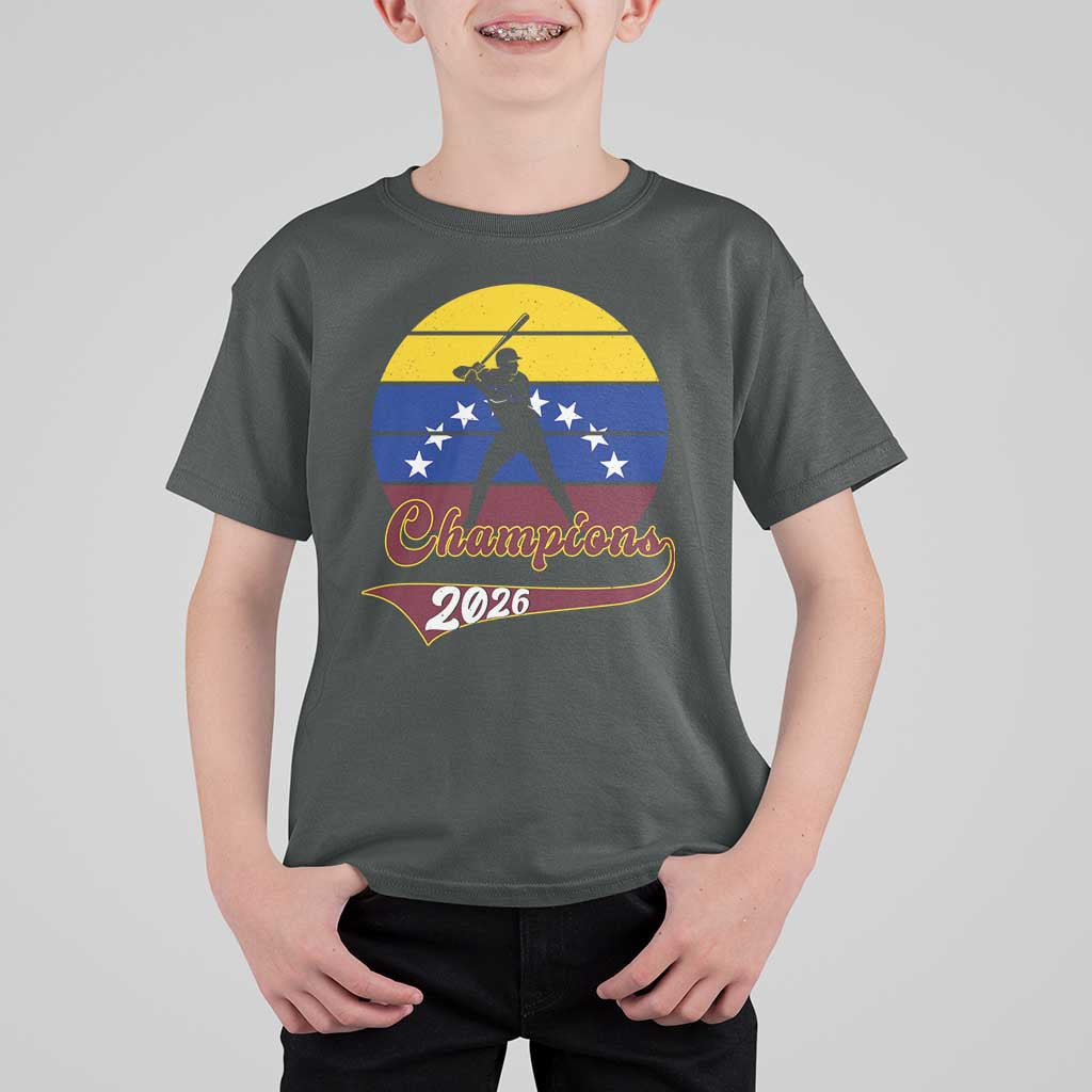 Vintage Venezuela 2026 Champions T Shirt For Kid Patriotic Baseball Pride Gift