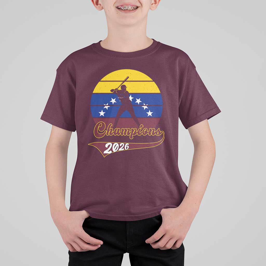 Vintage Venezuela 2026 Champions T Shirt For Kid Patriotic Baseball Pride Gift