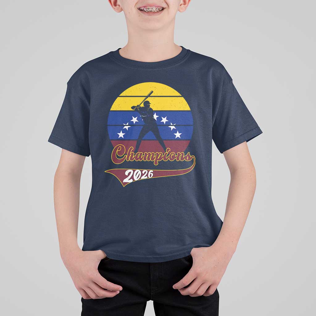 Vintage Venezuela 2026 Champions T Shirt For Kid Patriotic Baseball Pride Gift