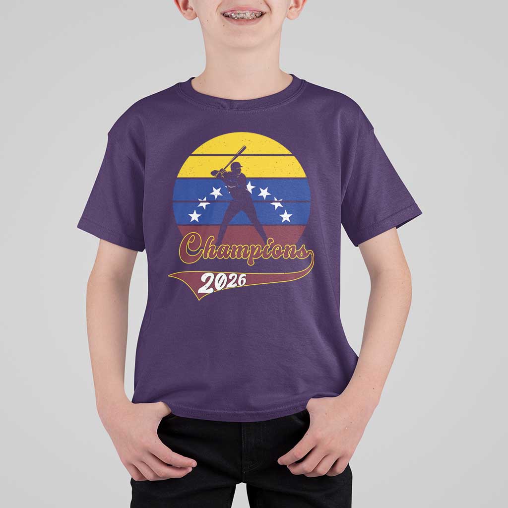 Vintage Venezuela 2026 Champions T Shirt For Kid Patriotic Baseball Pride Gift