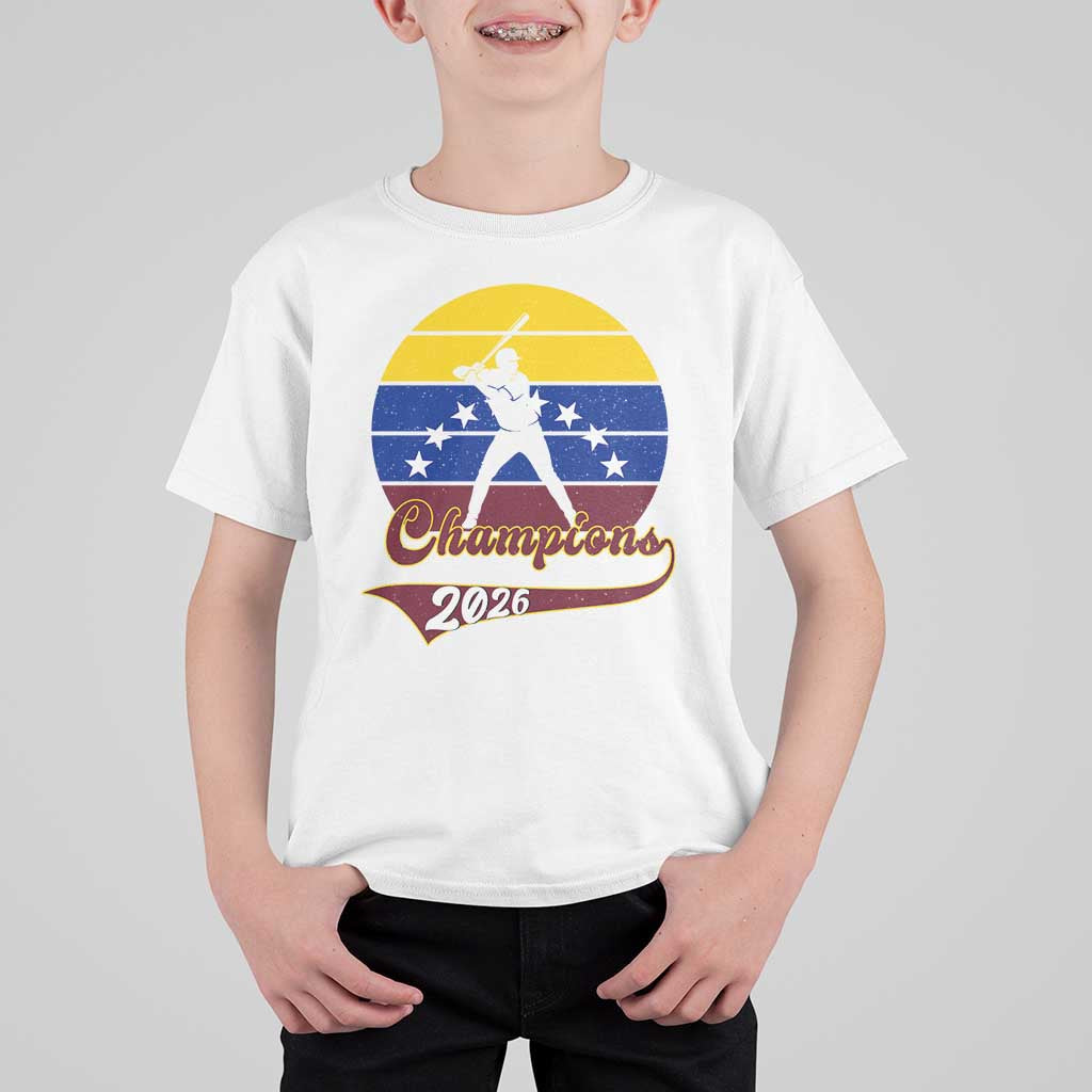 Vintage Venezuela 2026 Champions T Shirt For Kid Patriotic Baseball Pride Gift
