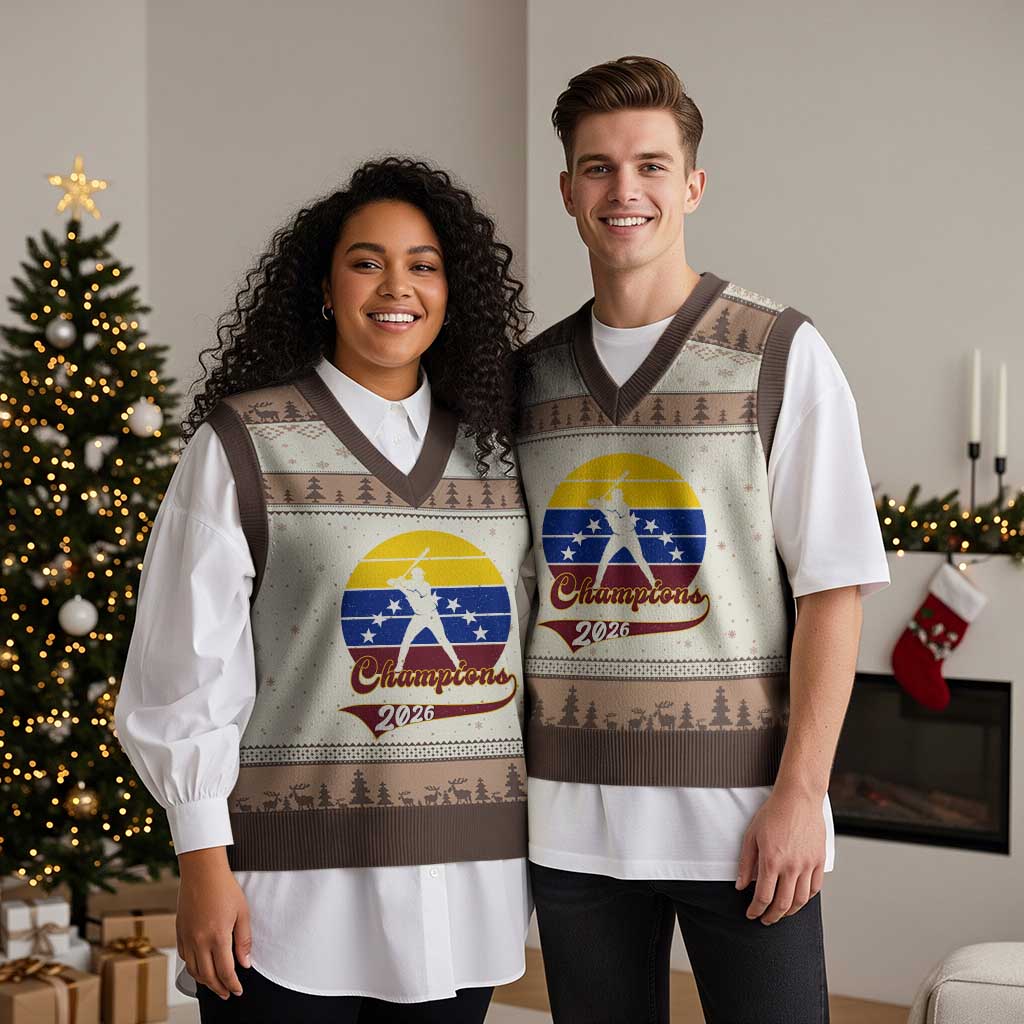 Vintage Venezuela 2026 Champions V-Neck Knit Sweater Vest Patriotic Baseball Pride Gift